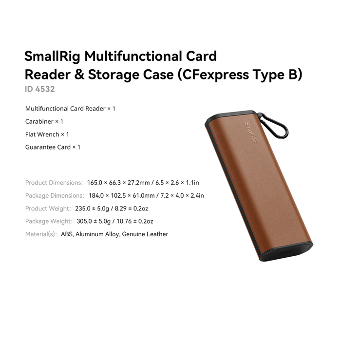 SmallRig Multifunctional Card Reader & Storage Case for CFexpress Type B 4532