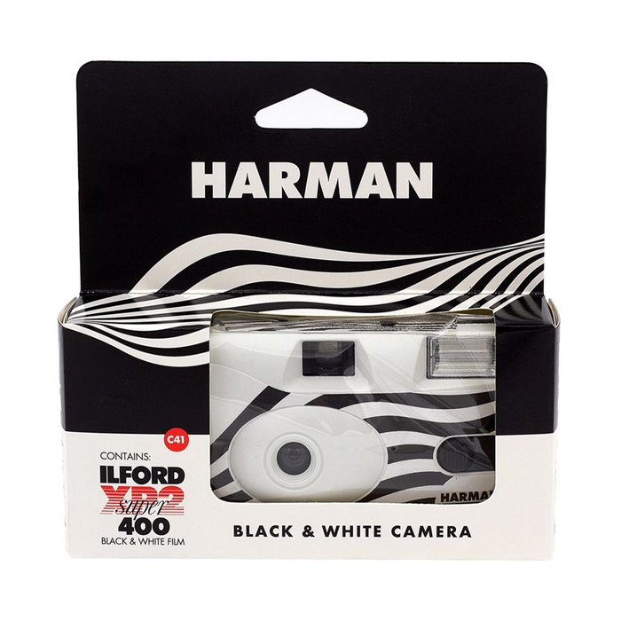 Ilford XP2 Black & White Negative Single-Use Film Camera with Flash - 27 Exposures (B&W Line Design)