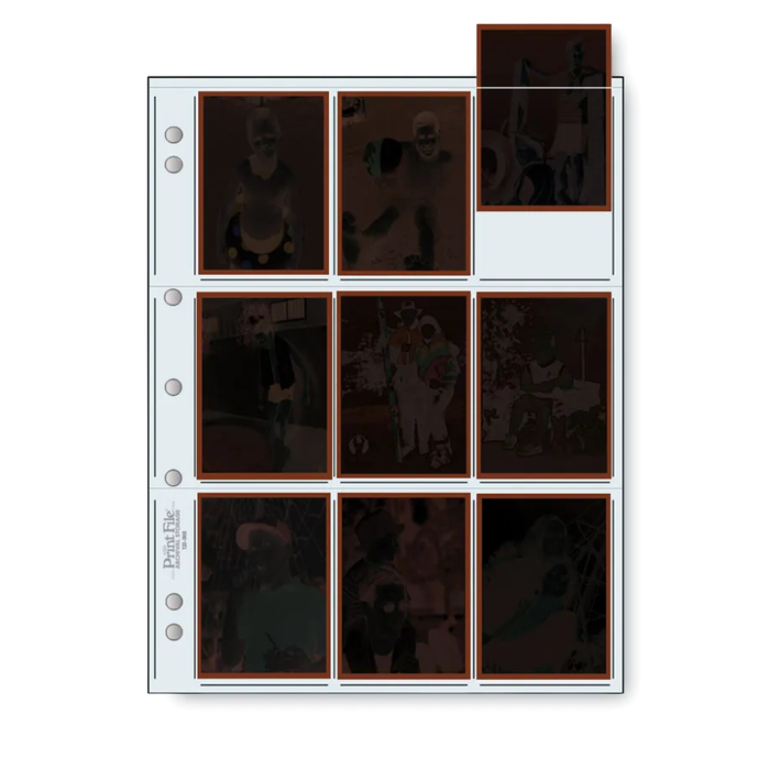 Print File 120-9HB Archival Negative Pages for 120 Film or Collectable Cards (Holds 9 Individual Frames) - 25 Pack