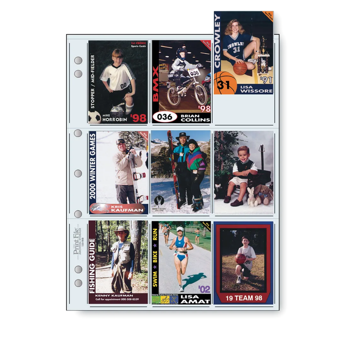 Print File 120-9HB Archival Negative Pages for 120 Film or Collectable Cards (Holds 9 Individual Frames) - 25 Pack