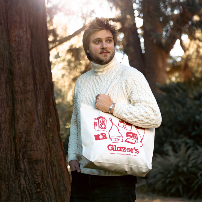 Glazer's Camera Collage Jumbo Canvas Tote Bag