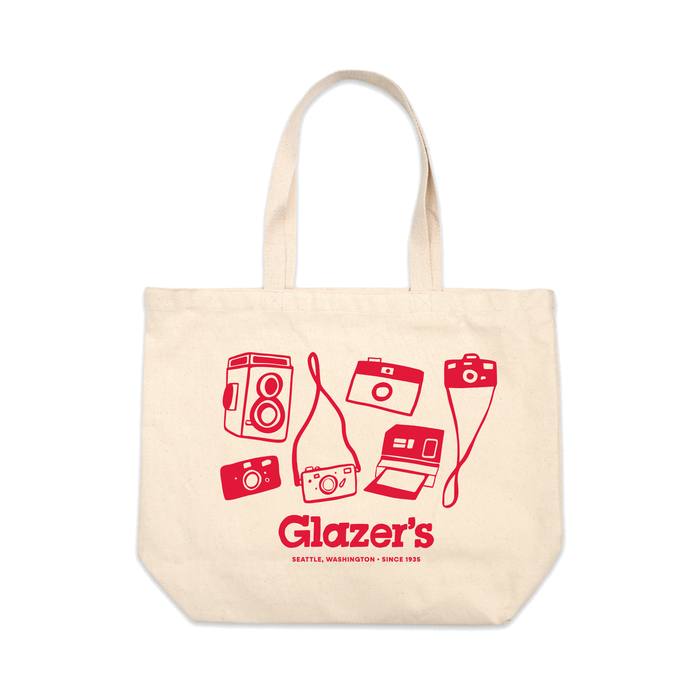 Glazer's Camera Collage Jumbo Canvas Tote Bag