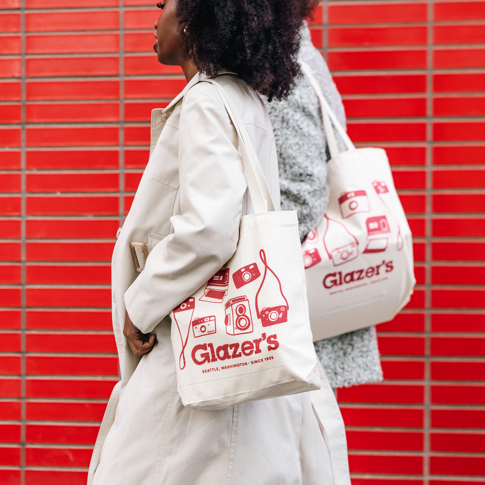 Glazer's Camera Collage Jumbo Canvas Tote Bag