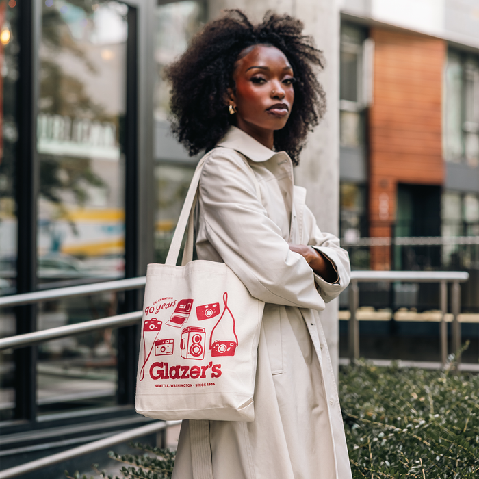 Glazer's Camera Collage Cotton Canvas Tote Bag