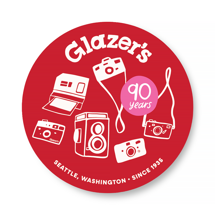 Glazer's Sticker - Camera Collage 90 Years!