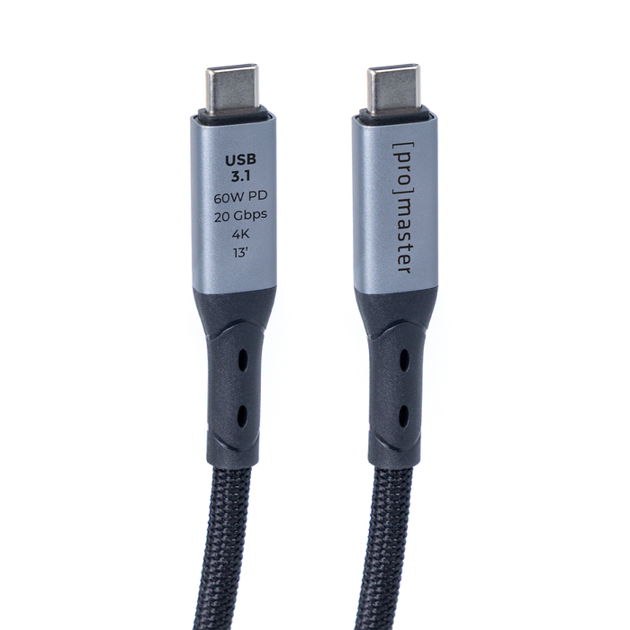 ProMaster USB-C to USB-C 3.1 60W PD Cable, 13’ - Black