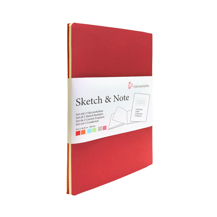 Hahnemuhle Sketch & Note Booklet Bundle, A6, 20 Sheets (40 Pages) - Cerise/Paprika (Red Bundle)