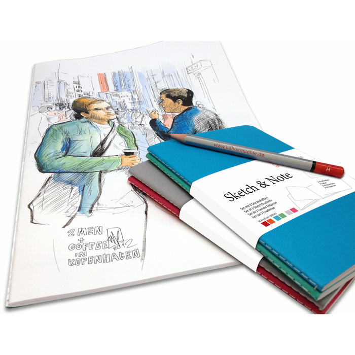 Hahnemuhle Sketch & Note Booklet Bundle, A6, 20 Sheets (40 Pages) - Cerise/Paprika (Red Bundle)