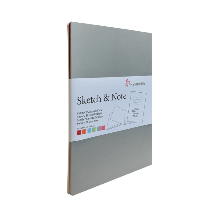 Hahnemühle Sketch & Note Booklet Bundle, A6, 20 Sheets (40 Pages) - Laurier/Fuchsia (Grey/Pink Bundle)