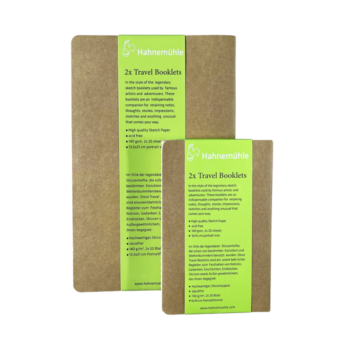 Hahnemühle Travel Booklet Bundle, 140gsm, 5.3" x 8.3" Portrait, 20 Sheets (40 Pages) - 2 Pack