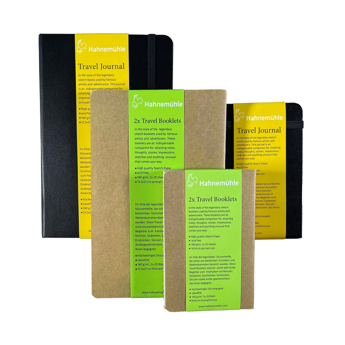Hahnemühle Travel Booklet Bundle, 140gsm, 5.3" x 8.3" Portrait, 20 Sheets (40 Pages) - 2 Pack