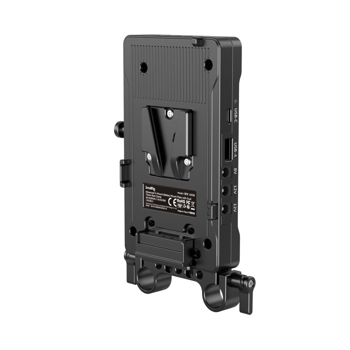 SmallRig Advanced V-Mount Battery Adapter Plate (Advanced Version) with Dual 15mm Rod Clamp 3203B