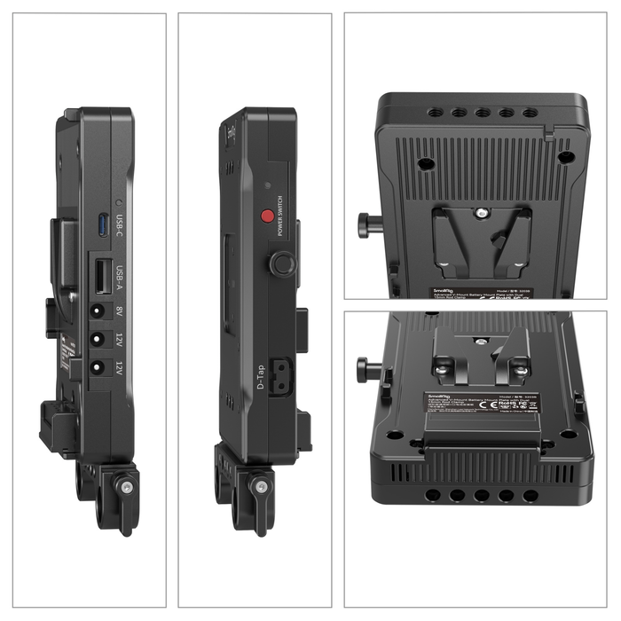 SmallRig Advanced V-Mount Battery Adapter Plate (Advanced Version) with Dual 15mm Rod Clamp 3203B