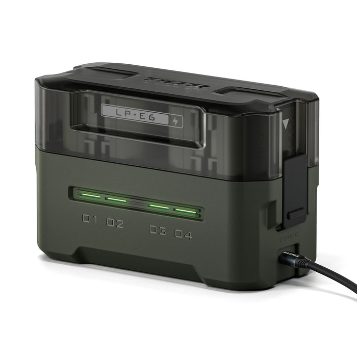 Tilta Portable 4-Bay Charging Station Kit with Canon LP-E6 Batteries (2x) - Green