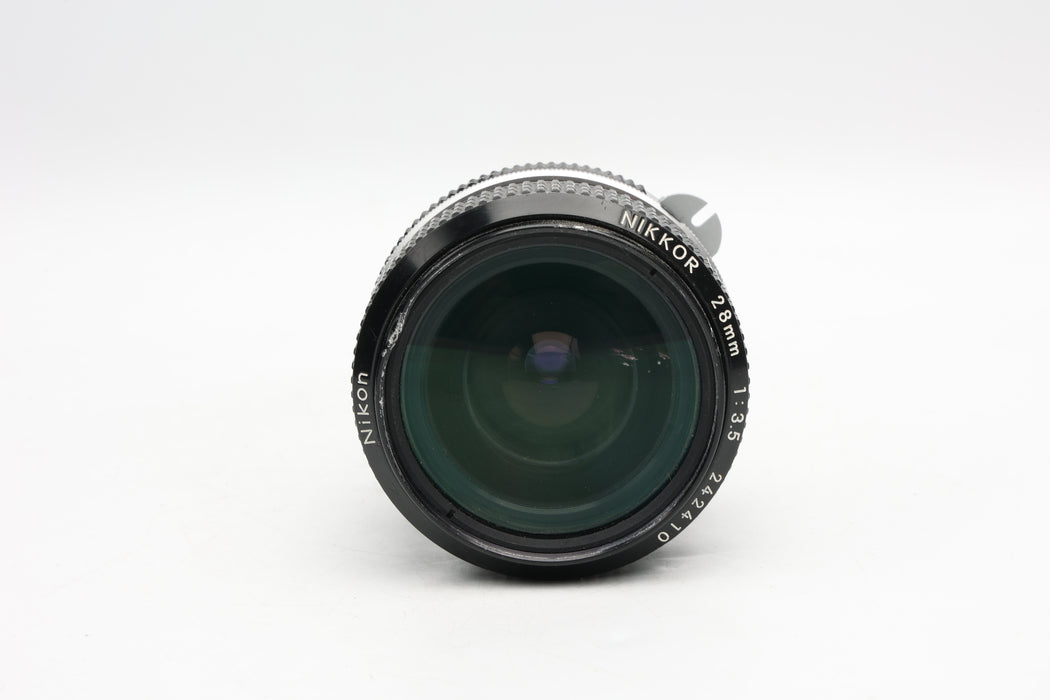 Used Nikon 28mm F3.5 Non AI (F) Scratch Front Element and bent filter ring