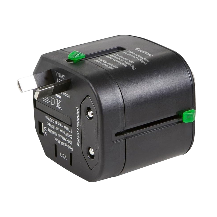 Monoprice Compact Cube Universal Travel Adapter - Black