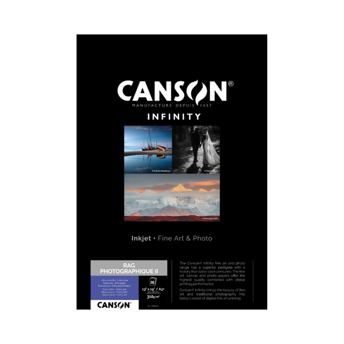 Canson Rag Photographique II Matte Inkjet Paper, 310 gsm, 13 x 19" - 25 Sheets