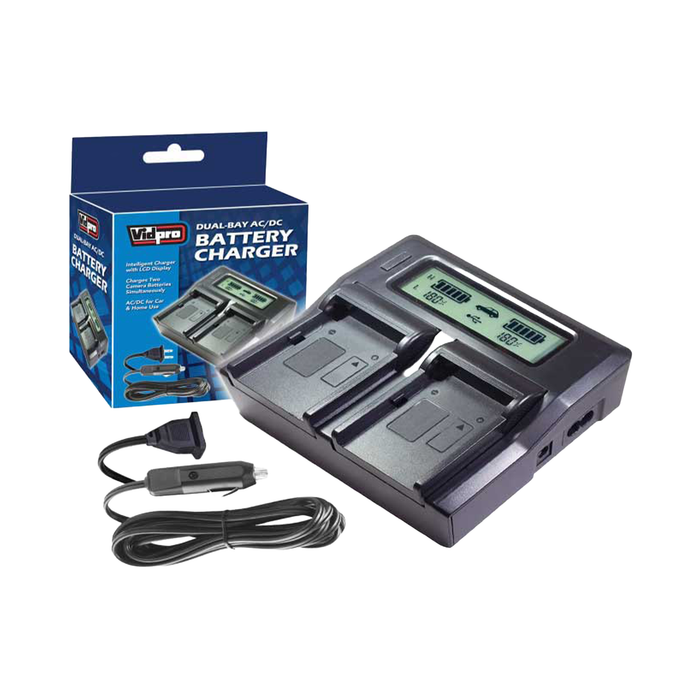 Vidpro DC Professional Series Dual-Bay AC/DC Battery Charger for Canon LP-E19