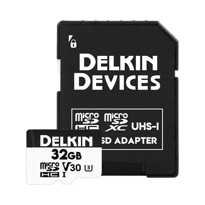 Delkin Devices 32GB HYPERSPEED UHS-I (U3/V30) microSDHC Memory Card with SD Adapter, 2-Pack