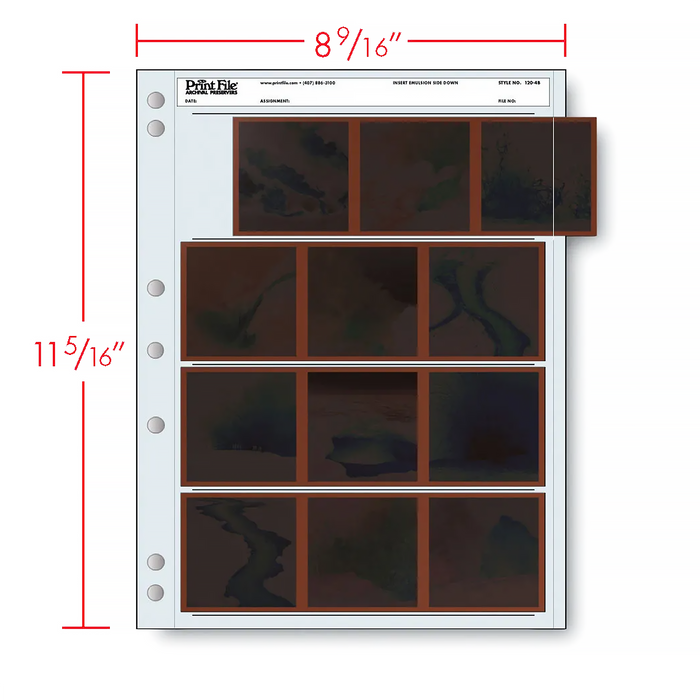 Print File 120-4B Archival Negative Pages for 120 Film (Holds 4 Strips) - 100 Pack