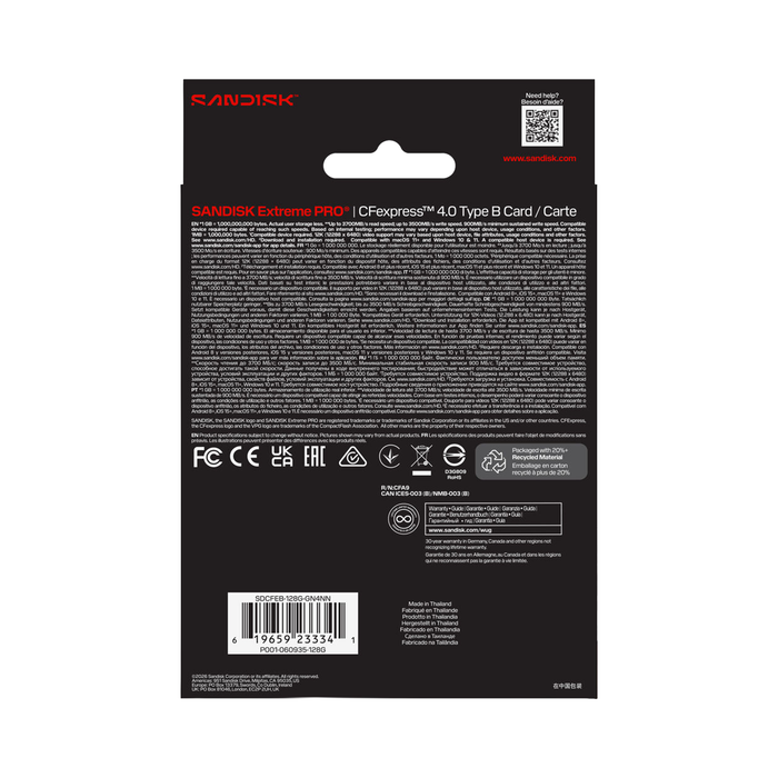 SanDisk 128GB Extreme PRO CFexpress 4.0 Type B Memory Card
