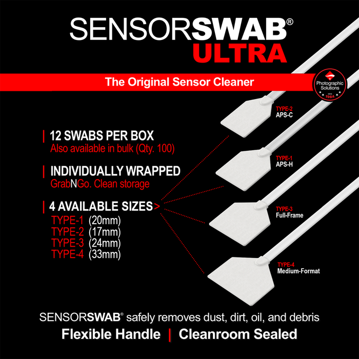 Photographic Solutions Type 1 Sensor Swab Ultra for APS-H Sensors, 20mm, 12-Pack