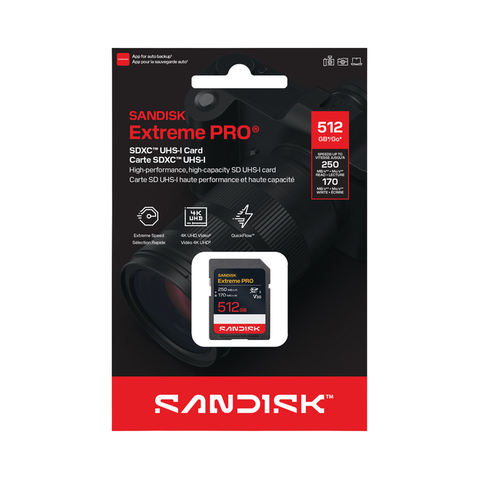 SanDisk 512GB Extreme PRO UHS-I SDXC V30 250R Memory Card
