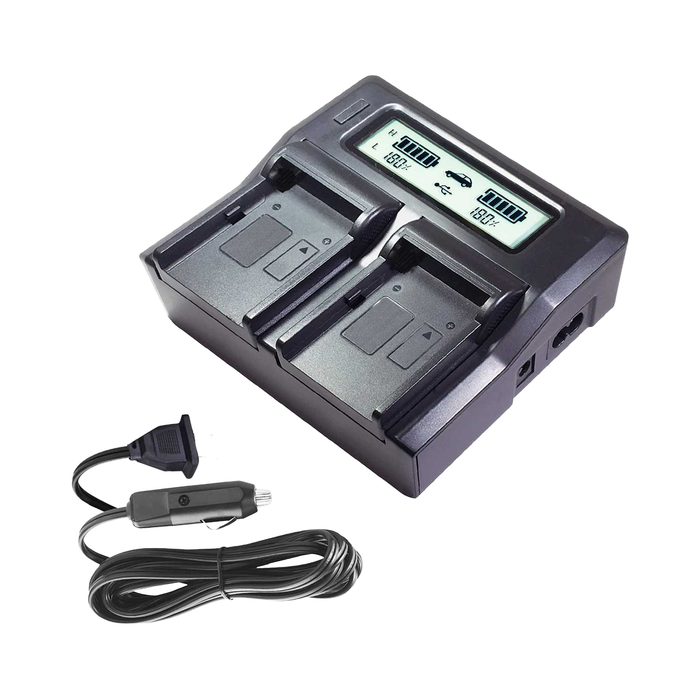 Vidpro DC-24 Dual-Bay AC/DC LCD Battery Charger for Canon BP-800 Series