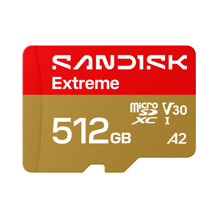 SanDisk 512GB Extreme microSDXC UHS-I U3 V30 A2 Memory Card
