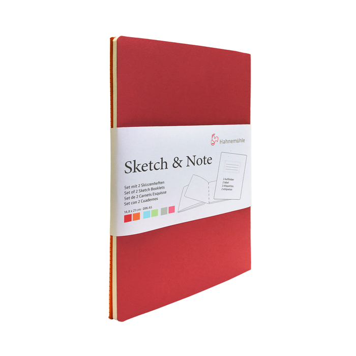 Hahnemühle Sketch & Note Booklet Bundle, A5, 20 Sheets (40 Pages) - Cerise/Paprika (Red Bundle)