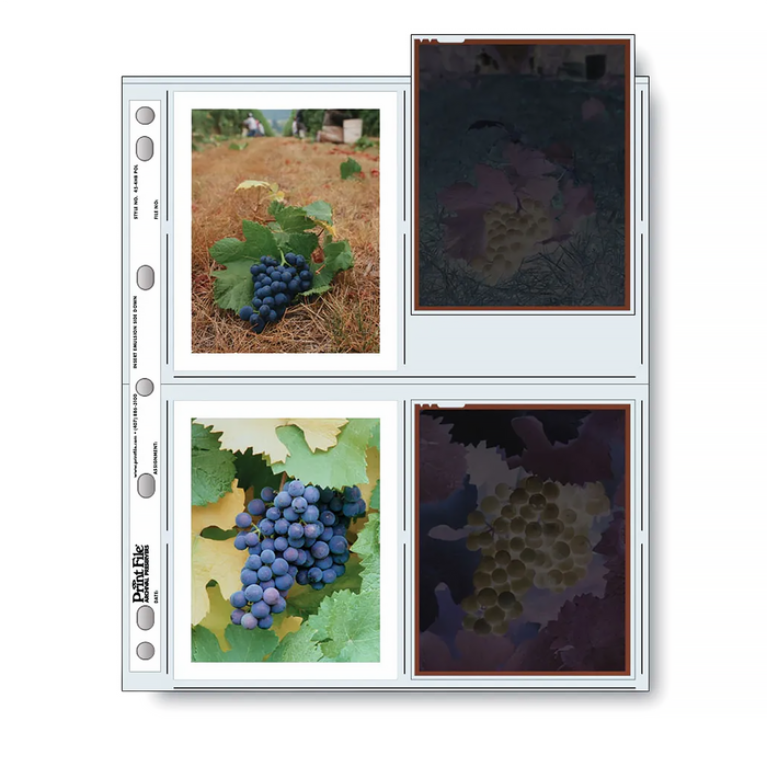 Print File 45-4HB POL Archival Negative Pages for 4x5" Film or Transparencies or Polaroid Prints (Holds 4 Individual Frames) - 100 Pack