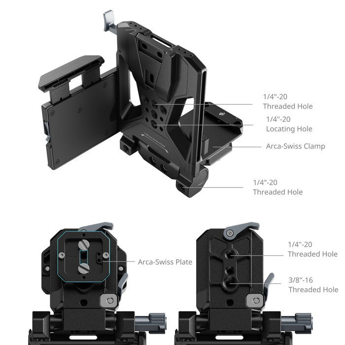 SmallRig V-Mount Battery Mount Plate Kit with Screen Protector, 65W PD Charging, LCD Bracket & Tool-Free Arca-Swiss QR Plate 5315