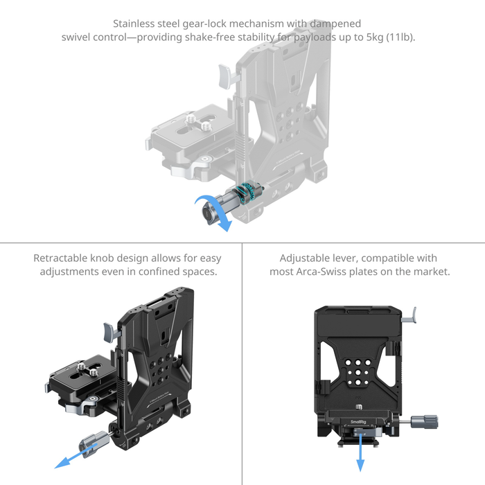 SmallRig V-Mount Battery Mount Plate Kit with Screen Protector, 65W PD Charging, LCD Bracket & Tool-Free Arca-Swiss QR Plate 5315