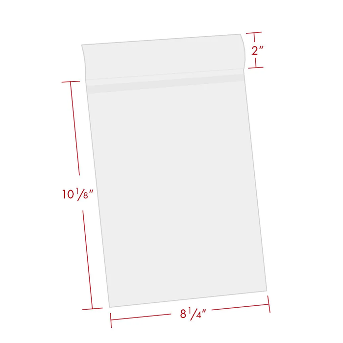 Print File BOPP810 Polypropylene Crystal Clear Storage Bag with Adhesive Strip, 8 × 10" - 100 Pack
