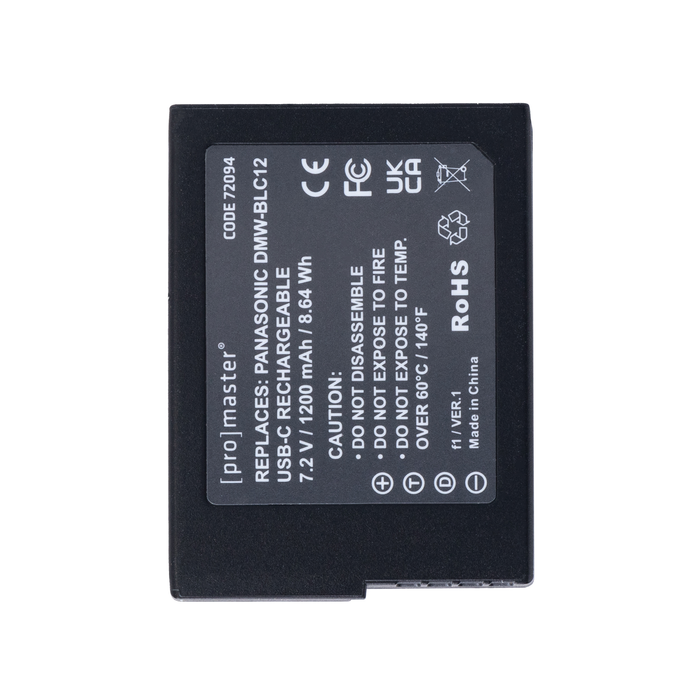 ProMaster Li-ion Battery for Lumix DMW-BLC12 with USB-C Charging