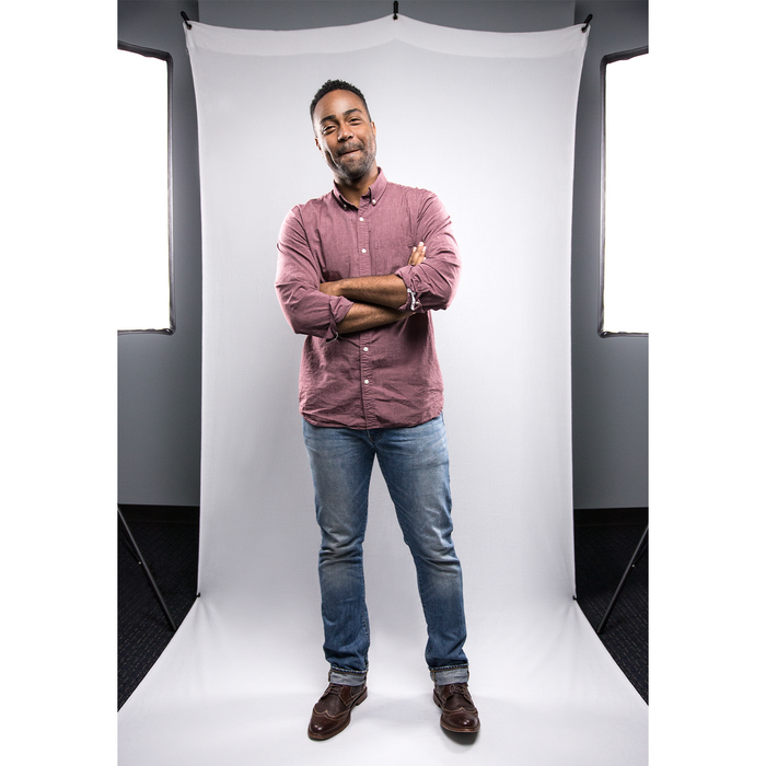 Westcott X-Drop Wrinkle-Resistant Sweep Backdrop Kit, 5' x 12' - High-Key White