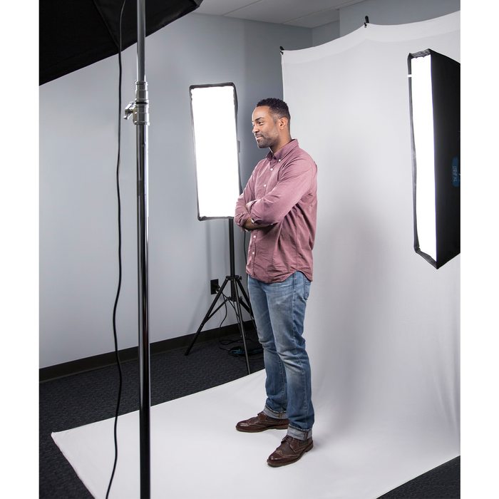 Westcott X-Drop Wrinkle-Resistant Sweep Backdrop Kit, 5' x 12' - High-Key White
