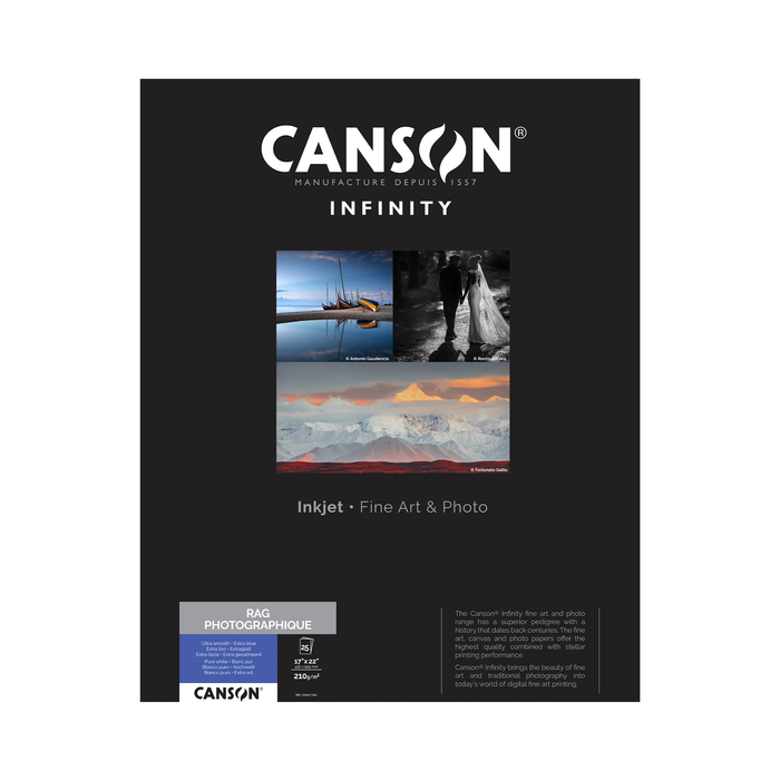 Canson Infinity Rag Photographique Matte Inkjet Paper, 210 gsm, 17 x 22" - 25 Sheets