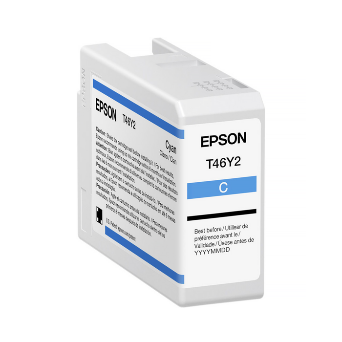 Epson T46Y2 UltraChrome Pro10 Cyan Ink Cartridge for SureColor P900 Printer - 50mL