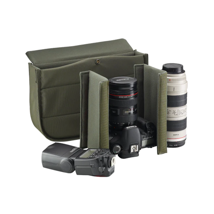 Billingham Hadley Pro 8.5L Shoulder Bag - Khaki FibreNyte / Chocolate Leather (Olive Lining)