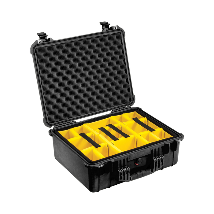 Pelican 1550 Protector Case with Padded Dividers & Lid Foam - Black