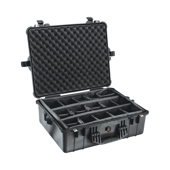 Pelican 1600 Protector Case with Padded Dividers & Lid Foam - Black