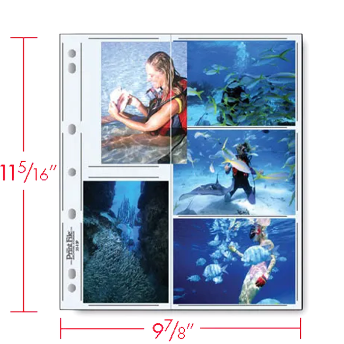Print File 35-10P Archival Photo Pages with 5 Pockets (Holds 3.5x5" Prints) - 25 Pack