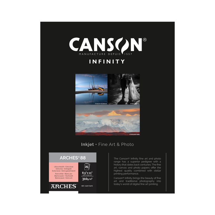 Canson Infinity ARCHES 88 Matte Inkjet Paper, 310 gsm, 8.5 x 11" - 25 Sheets