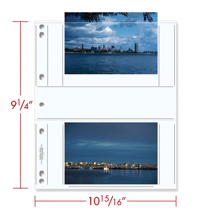 Print File 46-4P Archival Photo Pages with 2 Pockets (Holds 4x6" Prints or Postcards) - 25 Pack