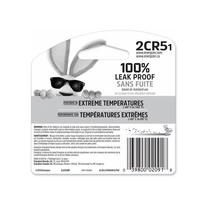 Energizer 2CR5 Lithium Battery - 6 Volt