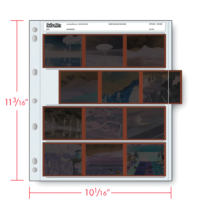 Print File 120-4UB Archival Negative Pages for 120 Film (Holds 4 Strips) - 100 Pack
