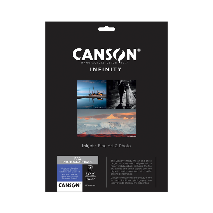 Canson Infinity Rag Photographique Matte Inkjet Paper, 310 gsm, 8.5 x 11" - 10 Sheets
