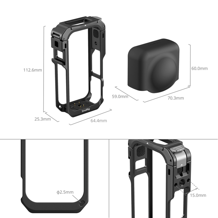 SmallRig Multifunctional Protective Cage with Silicone Cover for Insta360 X6 6965