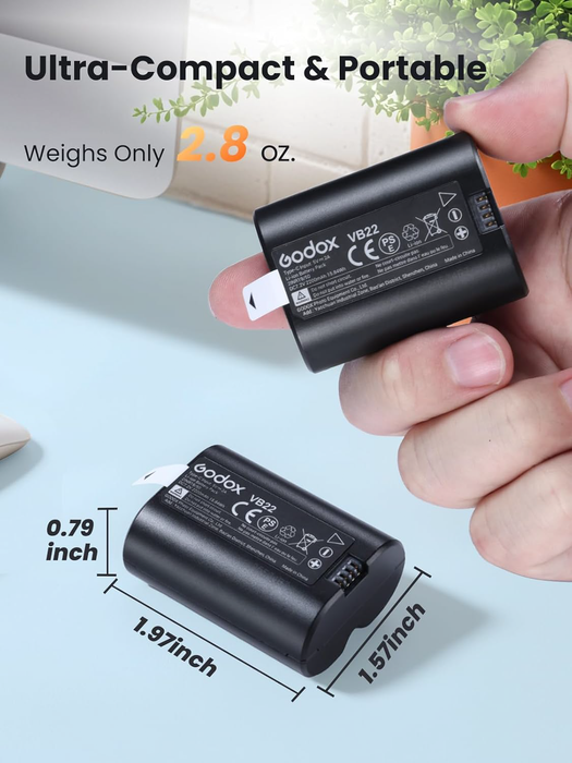 Godox VB22 Battery with USB-C Charging for Select Camera Flashes
